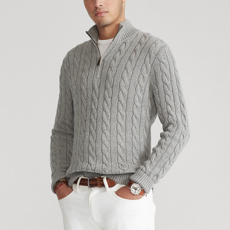 Woven Stripe - casual men's sweater with zipper