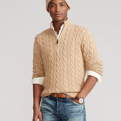 Woven Stripe - casual men's sweater with zipper
