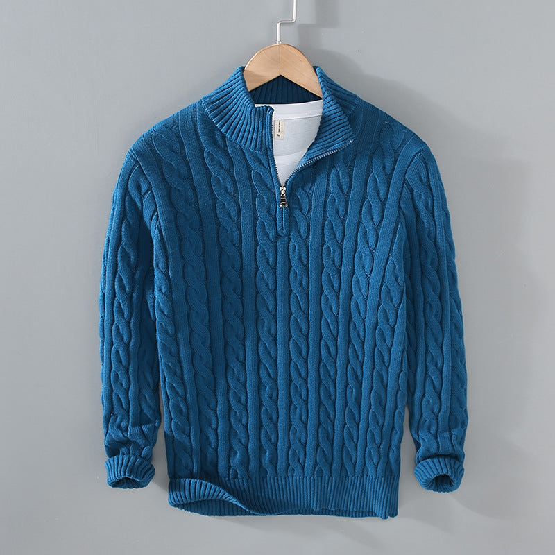 Woven Stripe - casual men's sweater with zipper