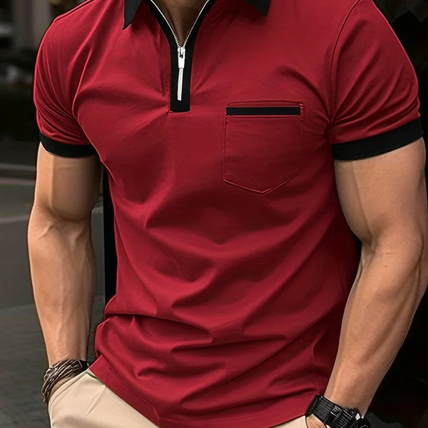 Men's Lapel Fashion Slim Pocket Men's T-Shirt POLO Shirt