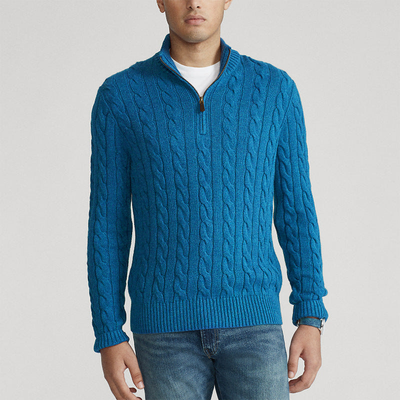 Woven Stripe - casual men's sweater with zipper