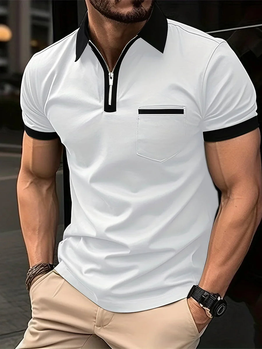 Men's Lapel Fashion Slim Pocket Men's T-Shirt POLO Shirt