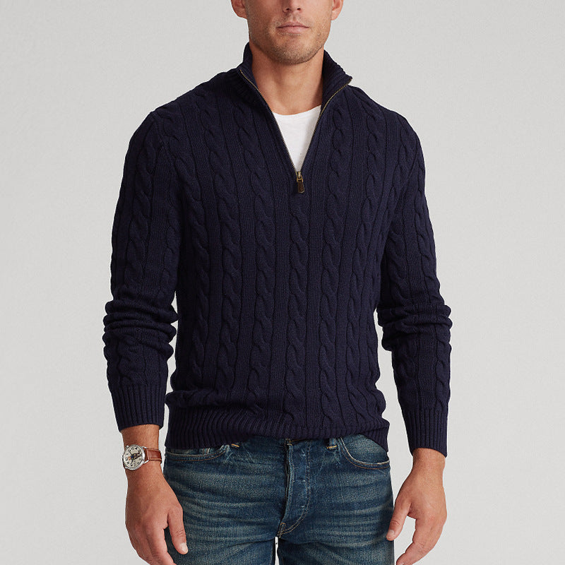 Woven Stripe - casual men's sweater with zipper