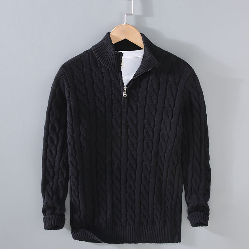 Woven Stripe - casual men's sweater with zipper