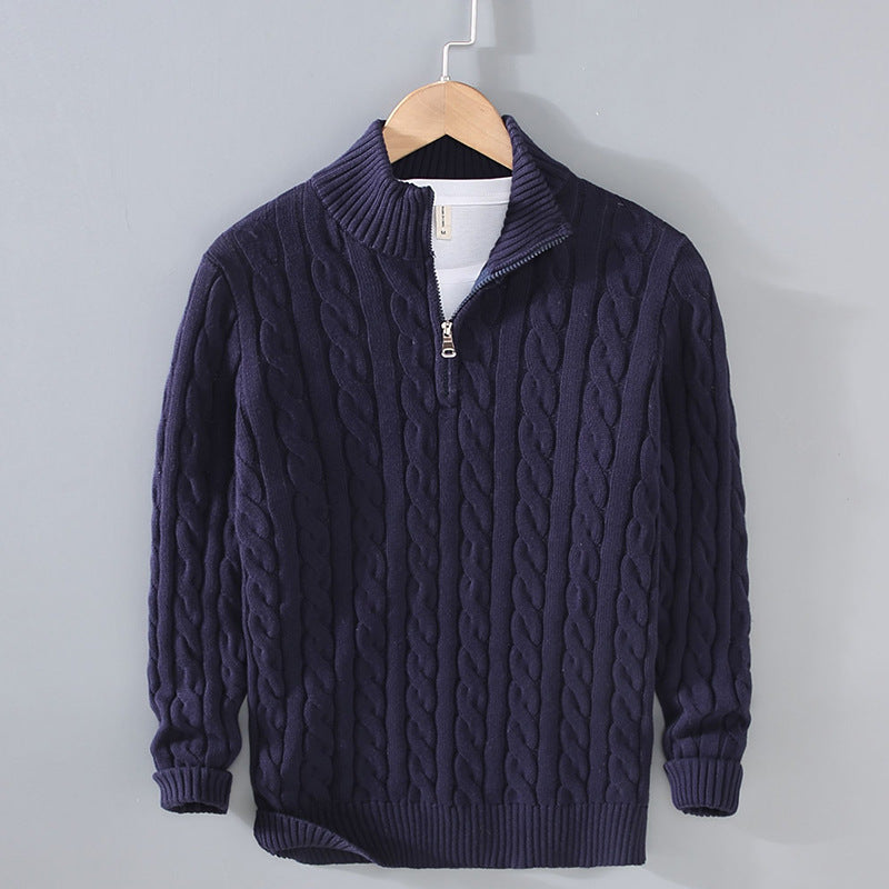 Woven Stripe - casual men's sweater with zipper