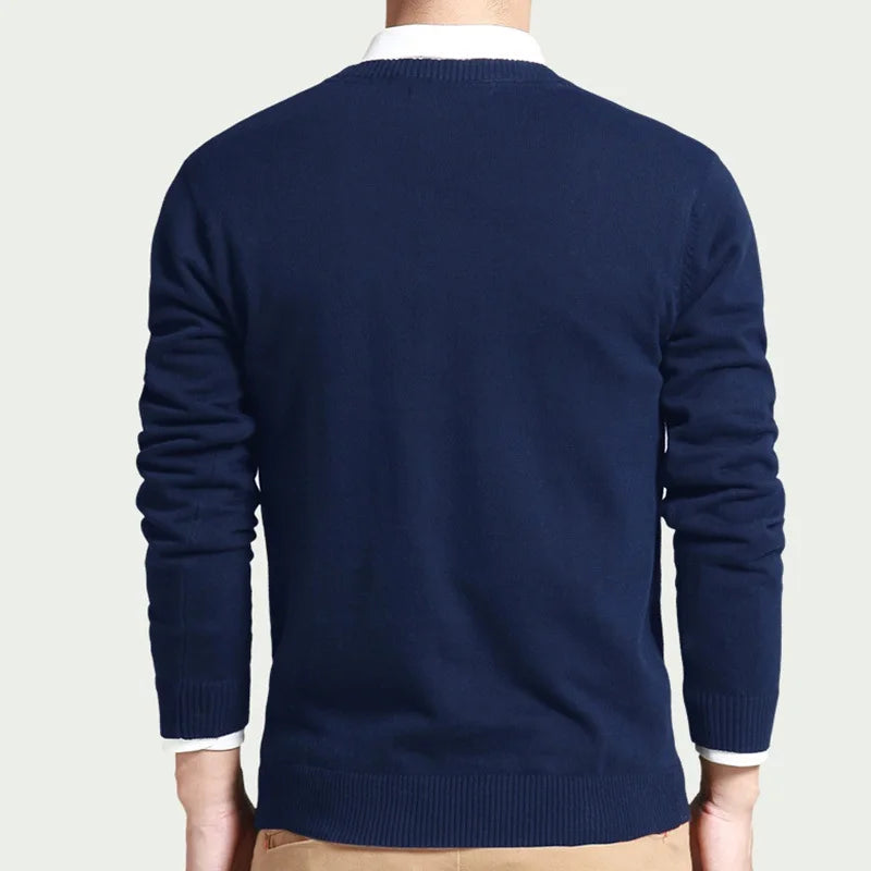 Cotton Long Sleeve V-Neck Pullover