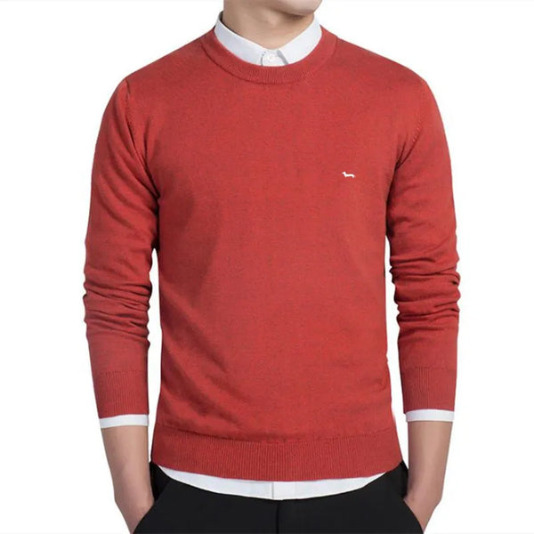 Men’s Autumn Winter O-Neck Embroidered Knitted Sweater