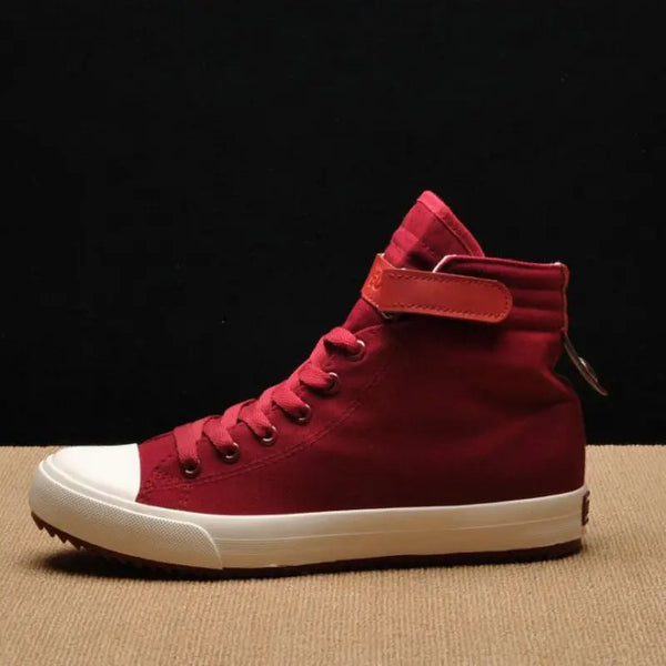 2021 Fashion New Men Light Breathable Canvas Casual All Black white  Red High top Solid Color Sneakers Shoes flatsbj8