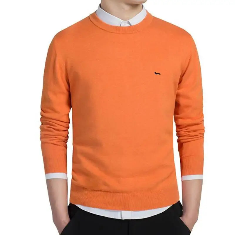 Men’s Autumn Winter O-Neck Embroidered Knitted Sweater