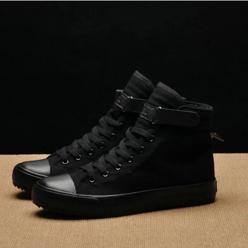 2021 Fashion New Men Light Breathable Canvas Casual All Black white  Red High top Solid Color Sneakers Shoes flatsbj8