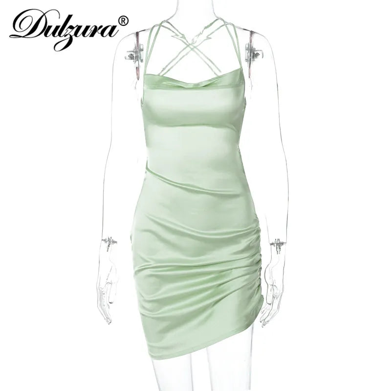 Dulzura Satin Strap Mini Dress.