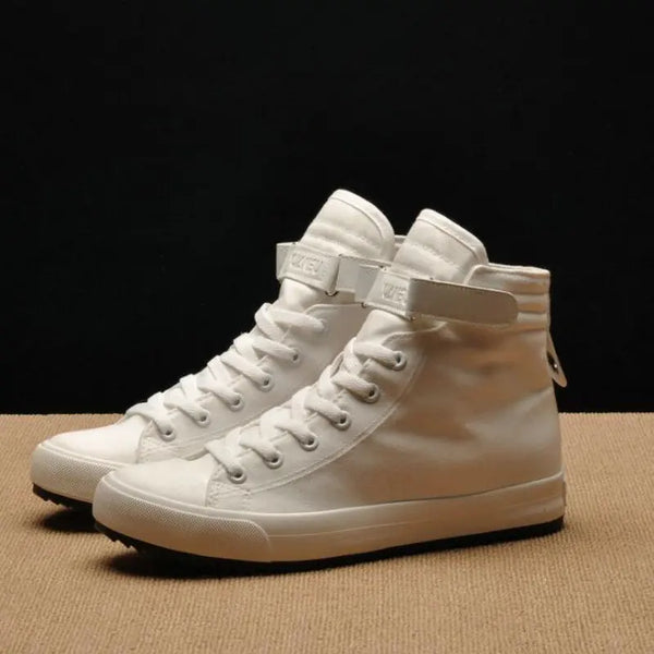 2021 Fashion New Men Light Breathable Canvas Casual All Black white  Red High top Solid Color Sneakers Shoes flatsbj8