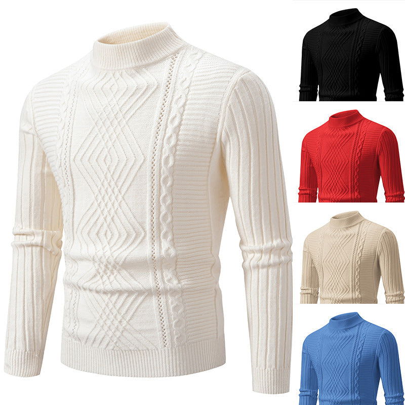 Frank Men's Design Slim Fit Stand Collar Sweater