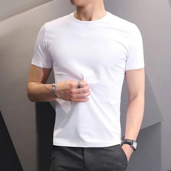 Men's White &amp; Black Short Sleeve Loose Round Neck T-shirt