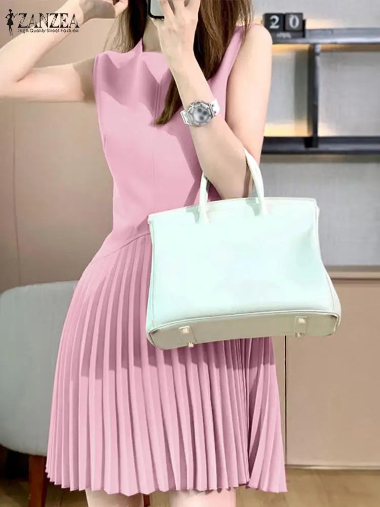 ZANZEA Sleeveless Office Wear Mini Dress