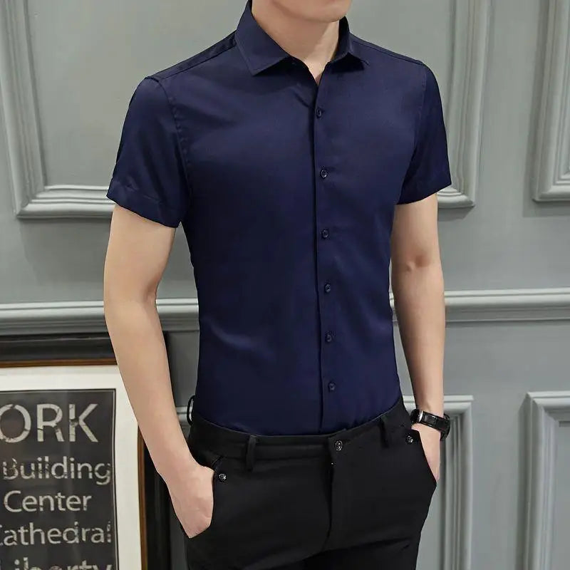 Long Sleeve Silk Business Dress Shirt