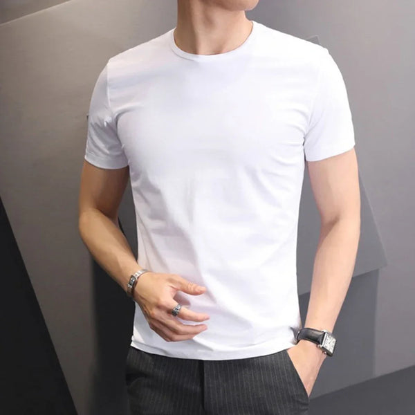 Men's White &amp; Black Short Sleeve Loose Round Neck T-shirt