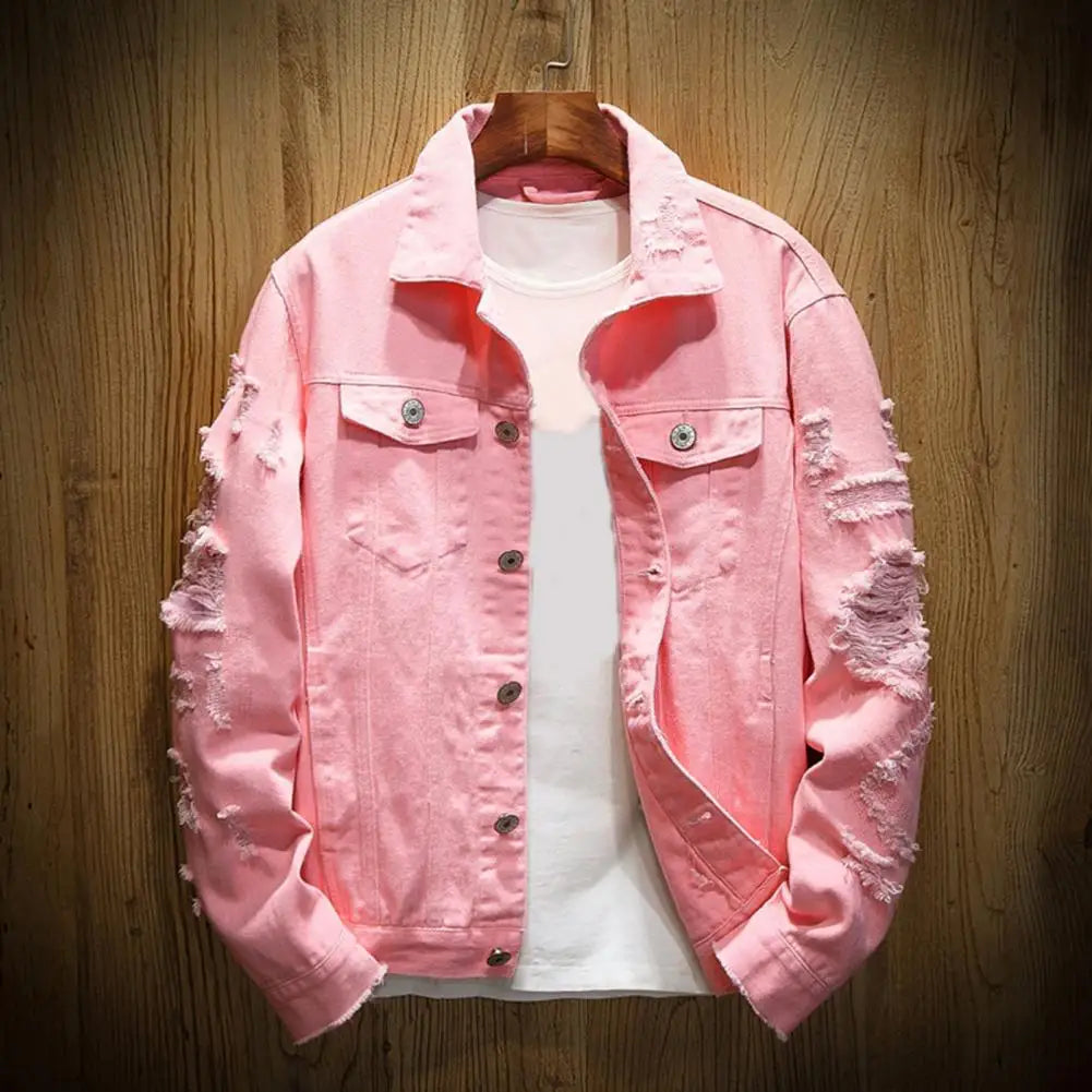 Men's Ripped Hole Jean Jacket