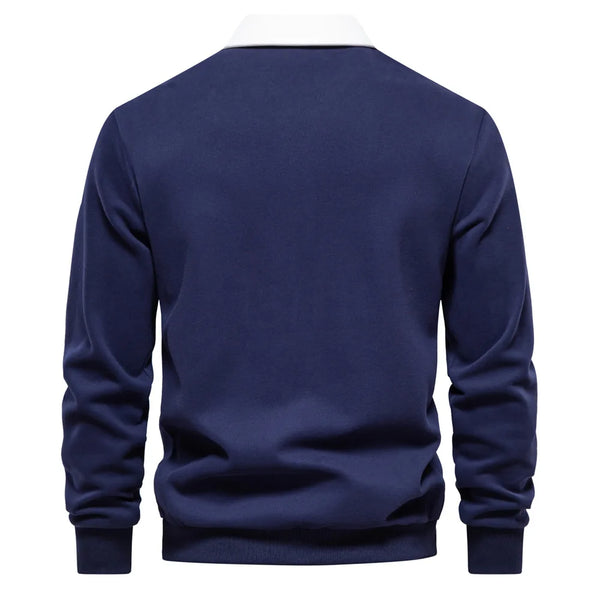 Spring Fashion Polo Neck Cotton Sweatshirt