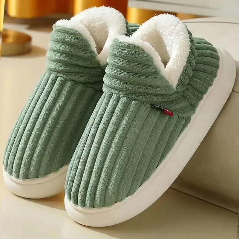 Women Winter Slippers Warm Plush Slip-on Couples Home Cotton Shoes Non-Slip Comfortable Flats Man Soft Faux Fur Boots