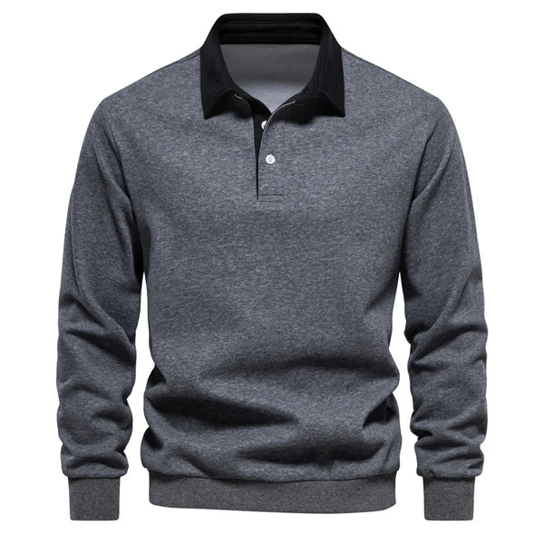 Spring Fashion Polo Neck Cotton Sweatshirt