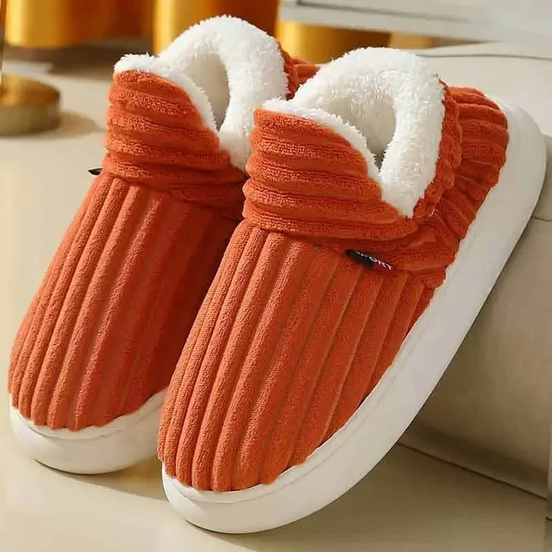 Women Winter Slippers Warm Plush Slip-on Couples Home Cotton Shoes Non-Slip Comfortable Flats Man Soft Faux Fur Boots
