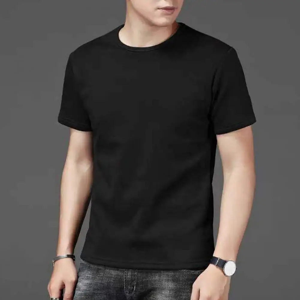 Men's Solid Color Round Neck Summer T-shirt