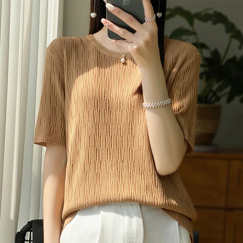 Summer Ice Silk Short Sleeve T-Shirt