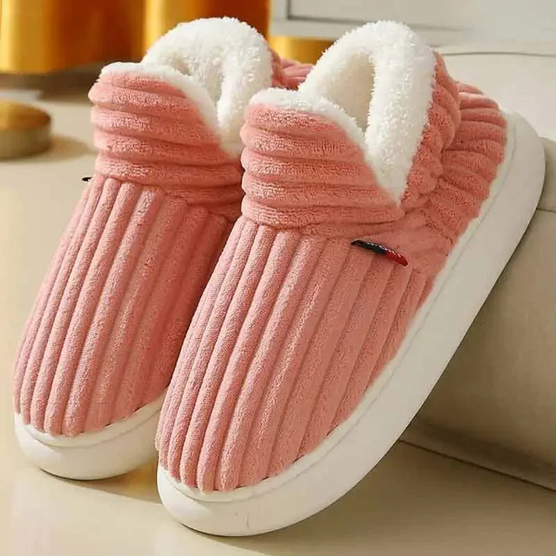 Women Winter Slippers Warm Plush Slip-on Couples Home Cotton Shoes Non-Slip Comfortable Flats Man Soft Faux Fur Boots