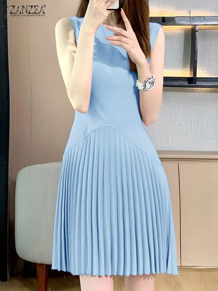 ZANZEA Sleeveless Office Wear Mini Dress