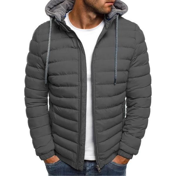 New Autumn and Winter Men's Parka Hooded Cotton Coat