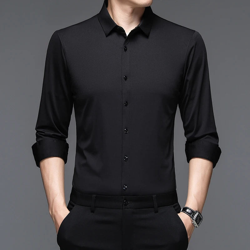 Classic Men’s High Elastic Smart Casual Shirt