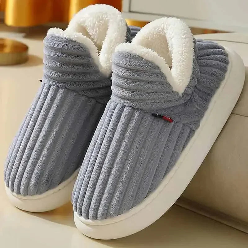 Women Winter Slippers Warm Plush Slip-on Couples Home Cotton Shoes Non-Slip Comfortable Flats Man Soft Faux Fur Boots