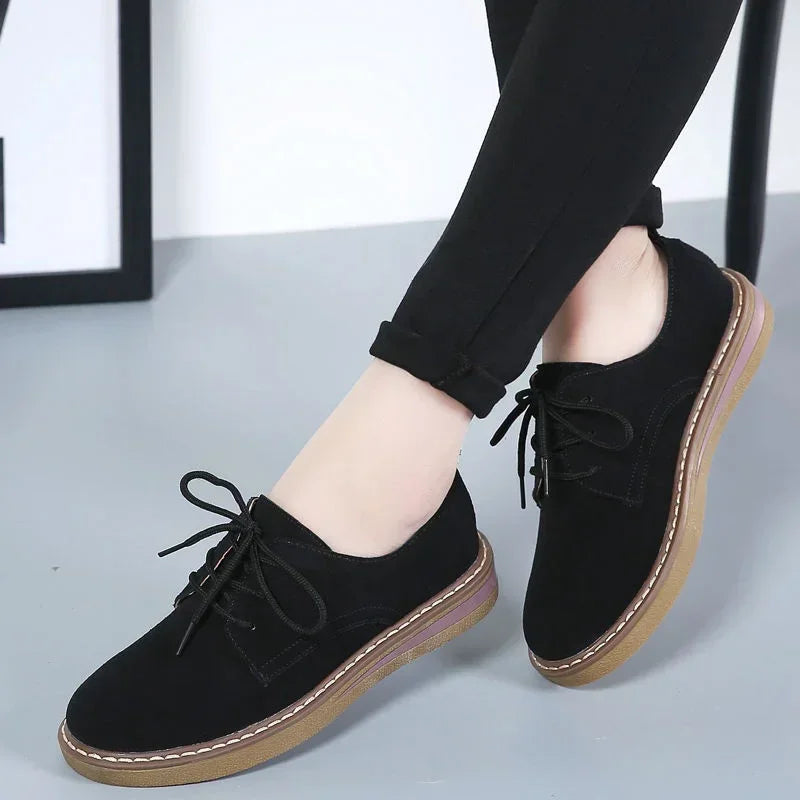 Winter Women’s Leather Suede Oxford Shoes