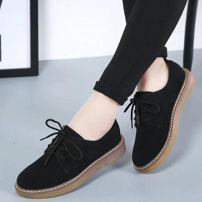 Winter Women’s Leather Suede Oxford Shoes