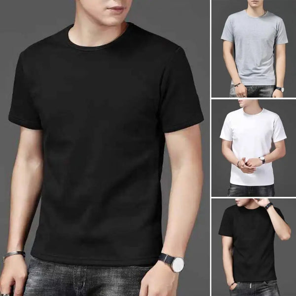 Men's Solid Color Round Neck Summer T-shirt