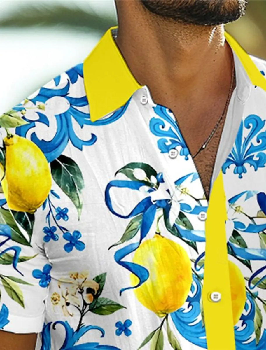 Lemon Tropical Men's Resort Hawaiian 3D Printed Shirt