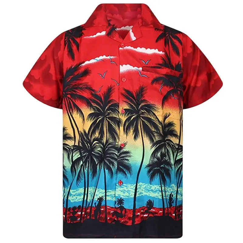 Palm Tree Printed Hawaiian Shirt