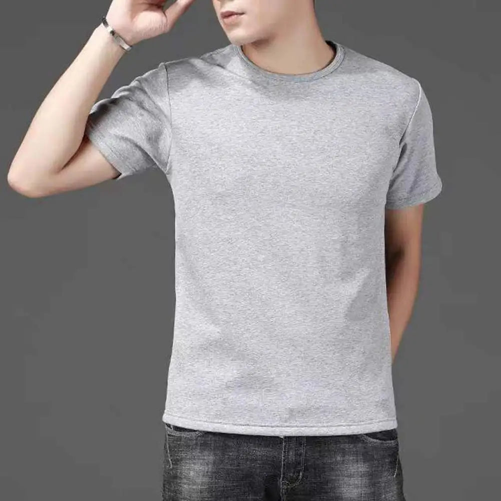 Men's Solid Color Round Neck Summer T-shirt