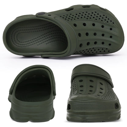 Kidmi New Men's Clogs Sandals Deep Heel Men Flat Sandals Summer Holes Waterproof Home Sandals Outdoor Antiskid Sole Beach Slides