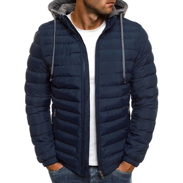 New Autumn and Winter Men's Parka Hooded Cotton Coat