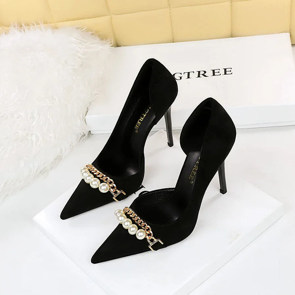 2024 New Fashion Pearl Chain Pumps