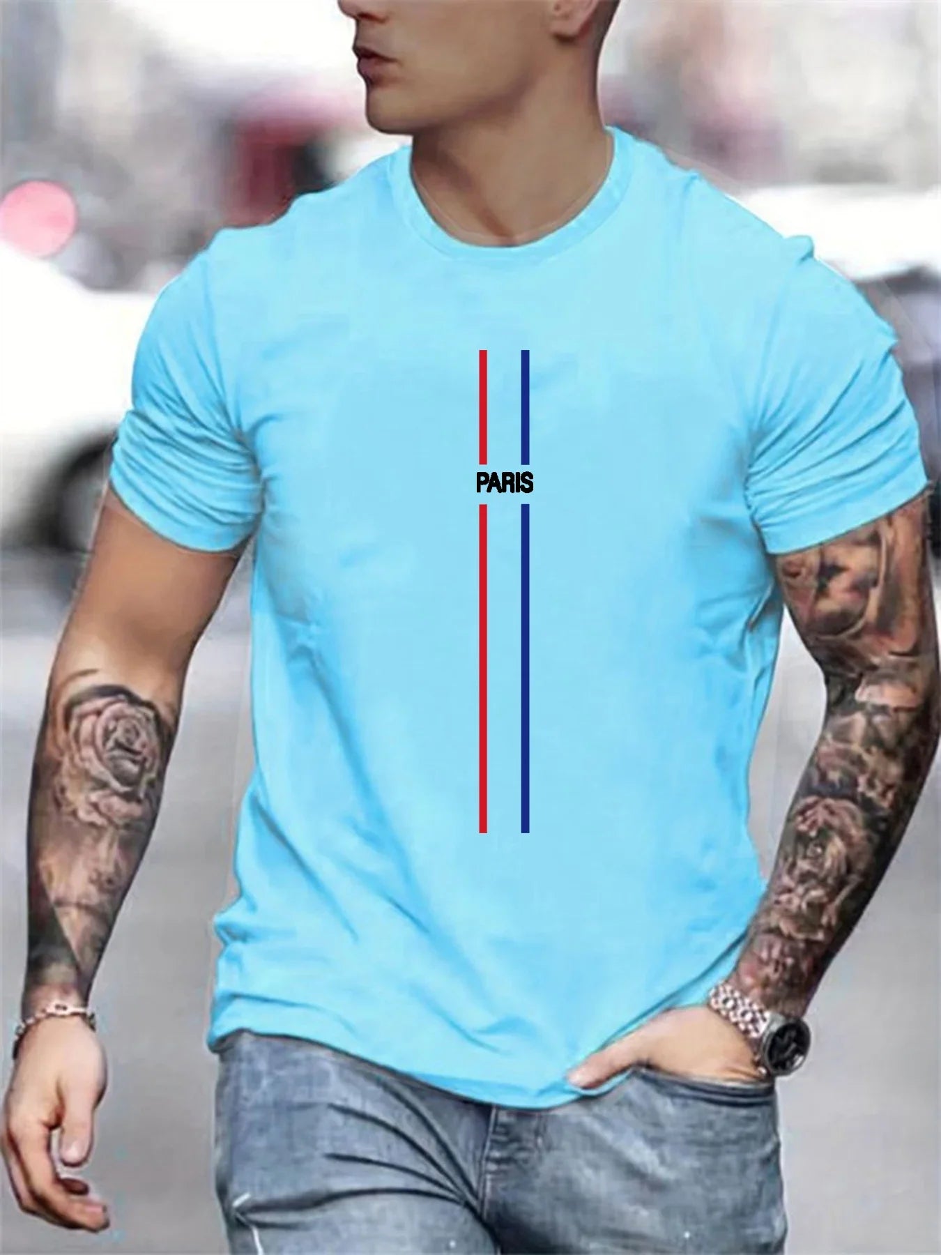 Paris Theme Pattern Print Men's T-Shirt