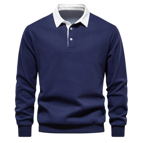 Spring Fashion Polo Neck Cotton Sweatshirt