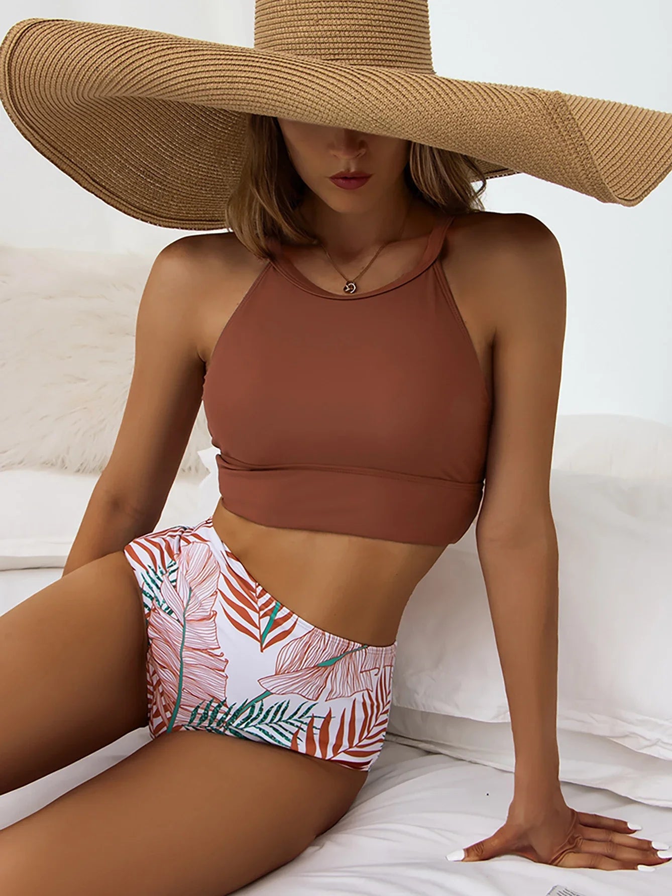 Sexy Bikini Woman High Neck Swimsuit
