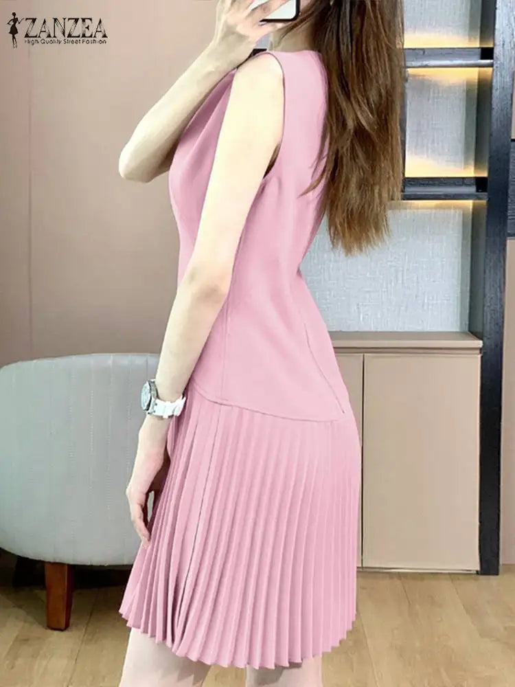 ZANZEA Sleeveless Office Wear Mini Dress