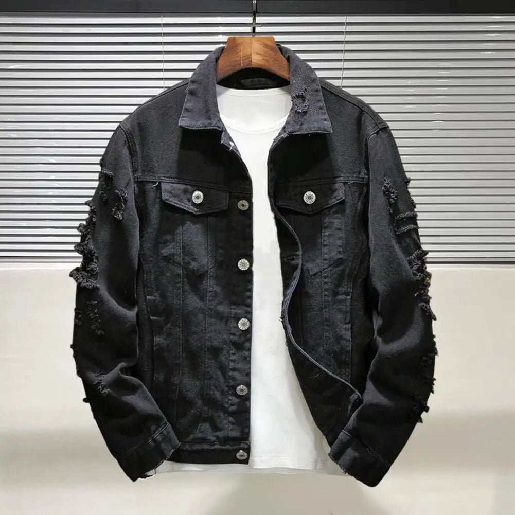 Men's Ripped Hole Jean Jacket