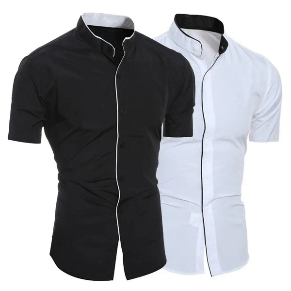 Great Summer Close-Fitting Solid Color Formal Shirt