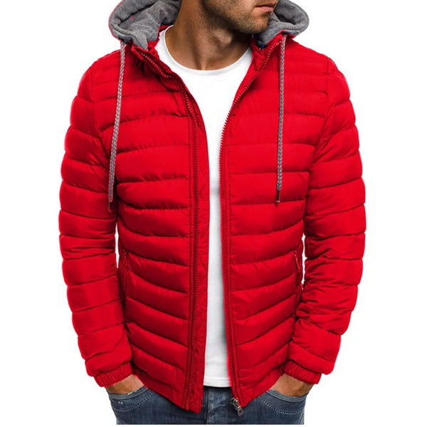 New Autumn and Winter Men's Parka Hooded Cotton Coat