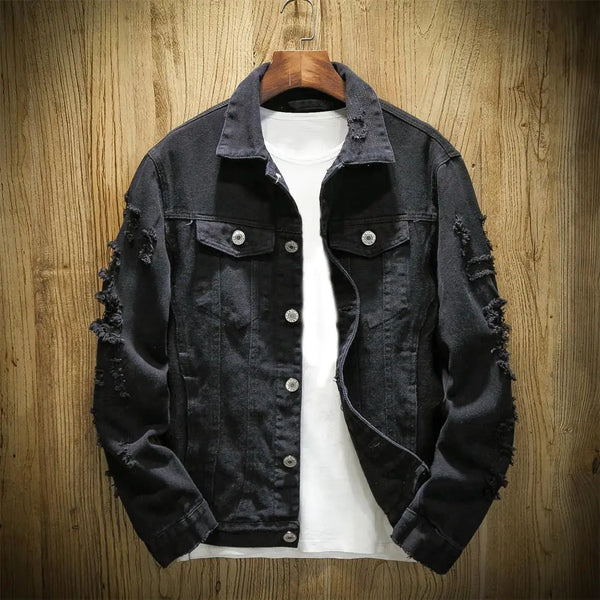 Men's Ripped Hole Jean Jacket